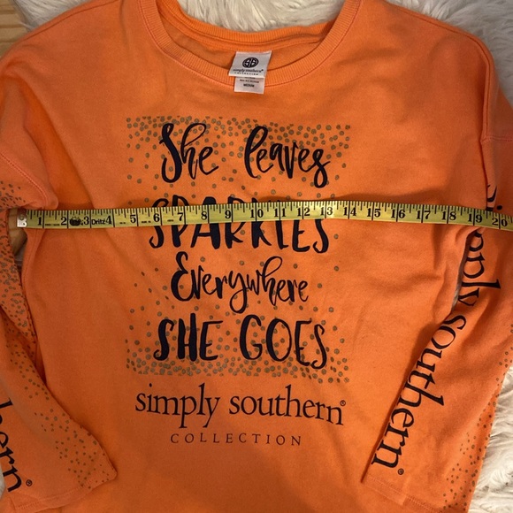 Simply Southern ✨ She Leaves Sparkles Wherever She Goes✨Orange Pullover size M - Picture 7 of 8